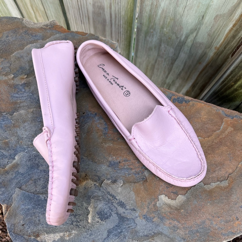 ENZA TESATI Womens Pink Leather Loafers 40